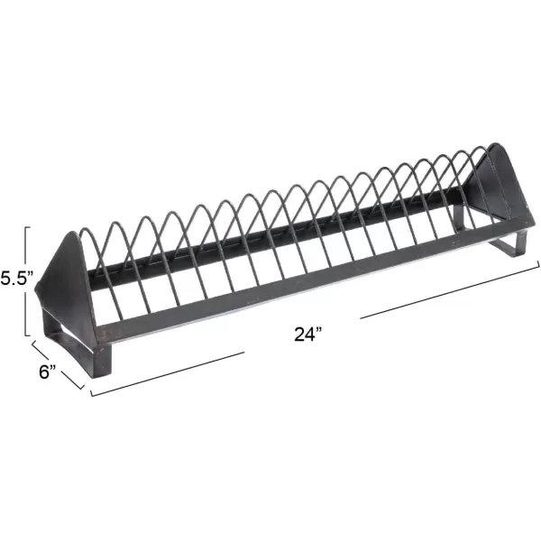 Creative CoOp Rustic Farmhouse Metal Dish Rack with 18 Slots Zinc FinishBlack
