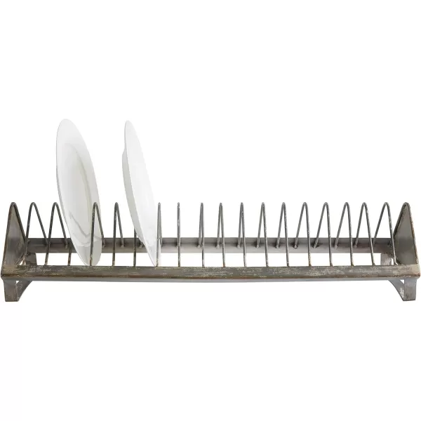 Creative CoOp Rustic Farmhouse Metal Dish Rack with 18 Slots Zinc FinishZinc Finish