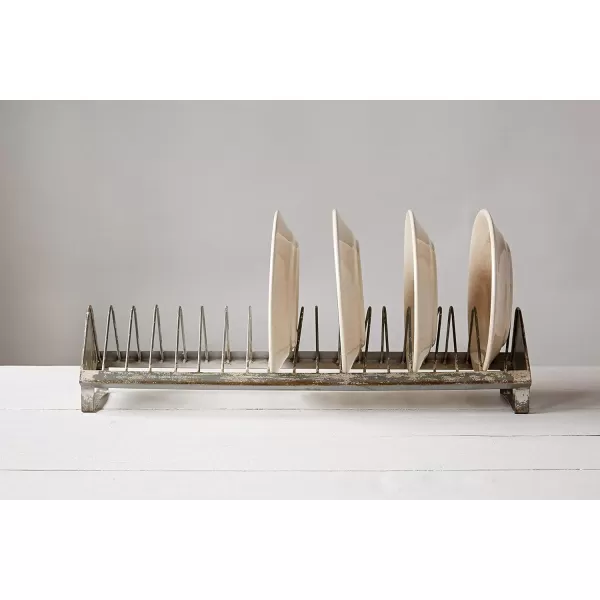Creative CoOp Rustic Farmhouse Metal Dish Rack with 18 Slots Zinc FinishZinc Finish