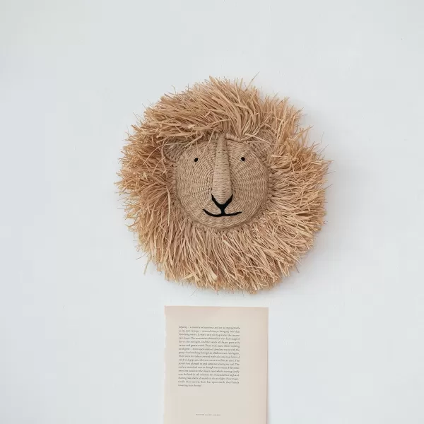 Creative CoOp Savannah King Raffia Lion Wall Art Natural