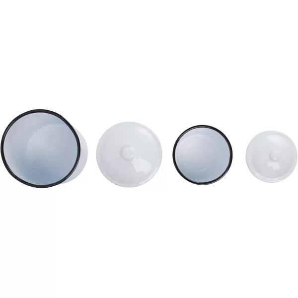 Creative CoOp Set of 2 White Enameled Canisters with Lids