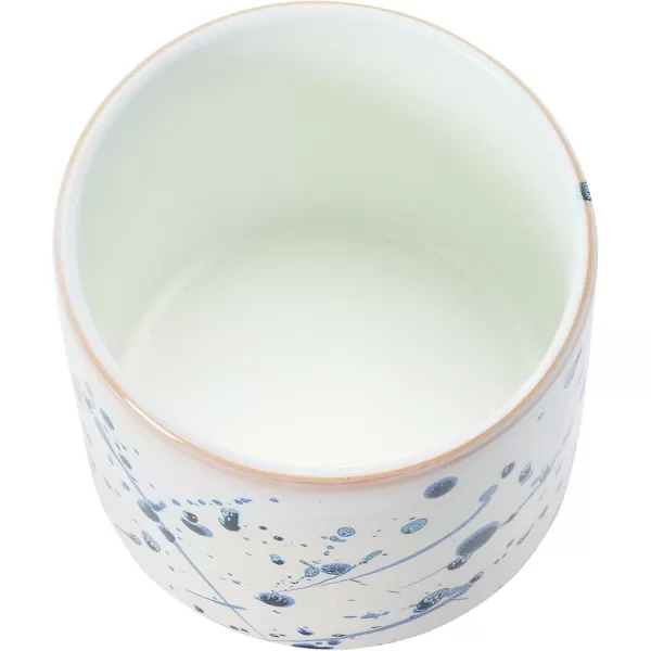 Creative CoOp Stoneware Footed Planter with Splatter Design White ampamp Blue Holds 5quot Flower Pot