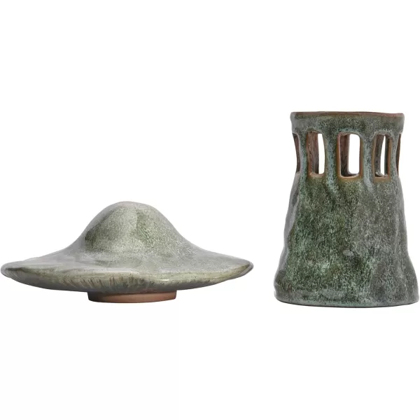 Creative CoOp Stoneware Mushroom Lid Set of 2 Colors Lantern Multi