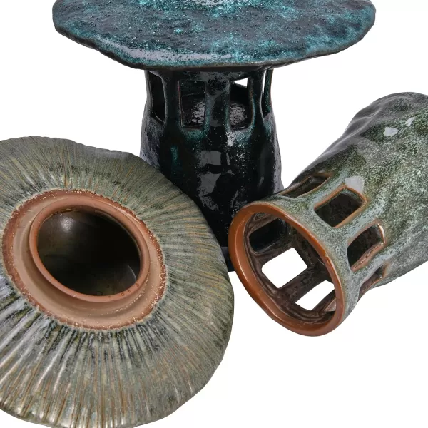 Creative CoOp Stoneware Mushroom Lid Set of 2 Colors Lantern Multi