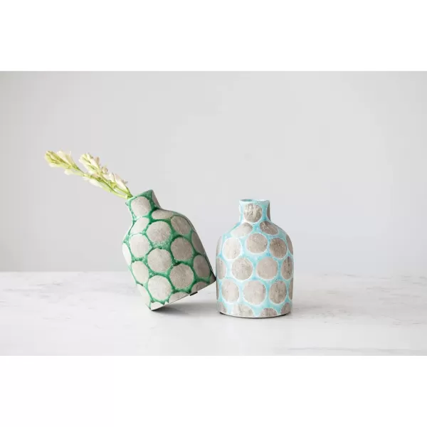 Creative CoOp TerraCotta Planter with Wax Relief DotsAqua