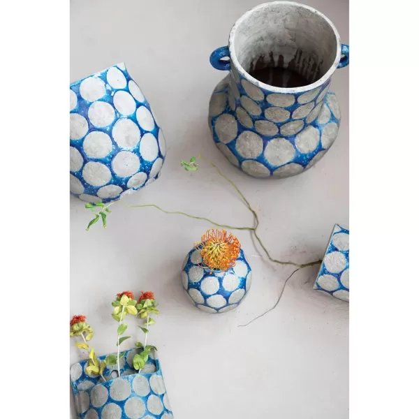 Creative CoOp TerraCotta Planter with Wax Relief DotsDark Blue