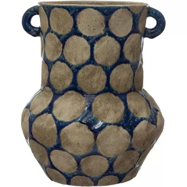 Creative CoOp TerraCotta Planter with Wax Relief DotsDark Blue