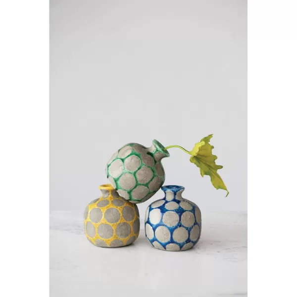 Creative CoOp TerraCotta Planter with Wax Relief DotsDark Blue