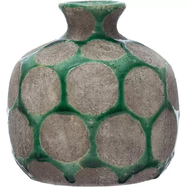 Creative CoOp TerraCotta Planter with Wax Relief DotsGreen