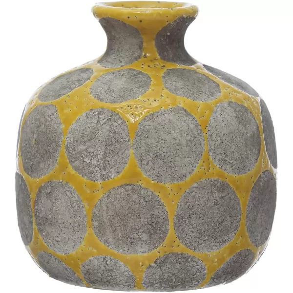 Creative CoOp TerraCotta Planter with Wax Relief DotsYellow