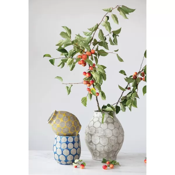 Creative CoOp TerraCotta Planter with Wax Relief DotsYellow