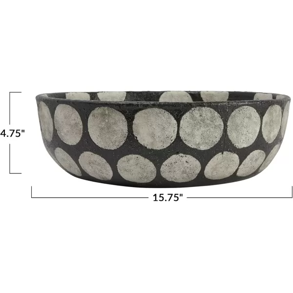Creative CoOp Terracotta Wax Relief Dots Black and Natural Decorative Bowl