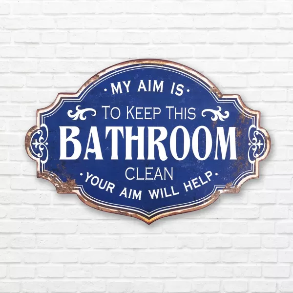 Creative CoOp Vintage Metal Laundry Room Wall Sign with Distressed FinishBathroom