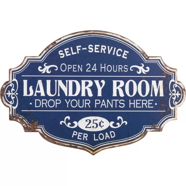 Creative CoOp Vintage Metal Laundry Room Wall Sign with Distressed FinishLaundry Room