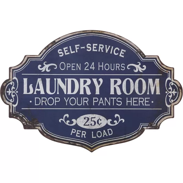 Creative CoOp Vintage Metal Laundry Room Wall Sign with Distressed FinishLaundry Room