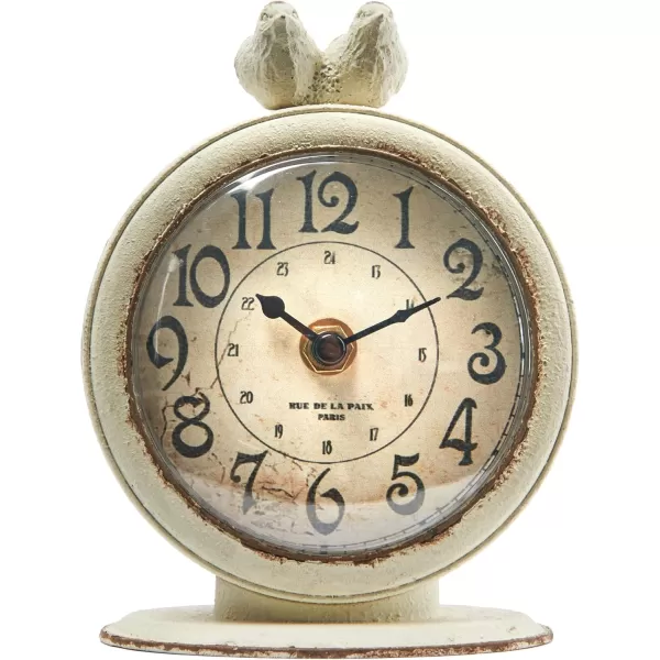Creative CoOp Vintage Pewter Mantel Clock with Birds Distressed CreamDistressed Cream