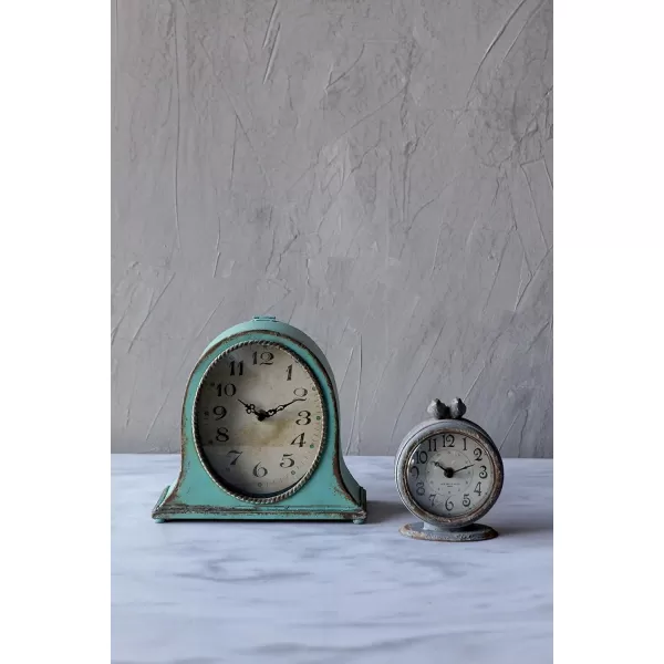 Creative CoOp Vintage Pewter Mantel Clock with Birds Distressed CreamDistressed Grey