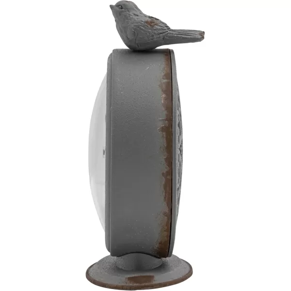 Creative CoOp Vintage Pewter Mantel Clock with Birds Distressed CreamDistressed Grey