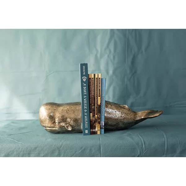 Creative CoOp Whale Shaped Resin Bookends Set of 2 PiecesAntique Silver Leaf Finish