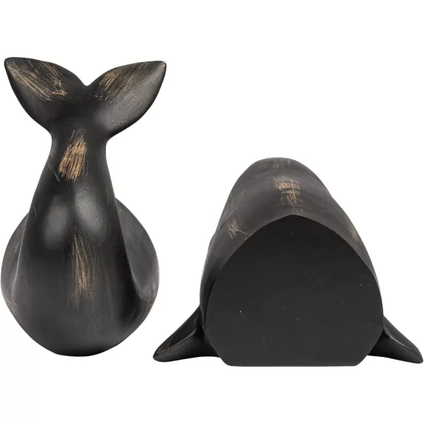 Creative CoOp Whale Shaped Resin Bookends Set of 2 PiecesDistressed Black