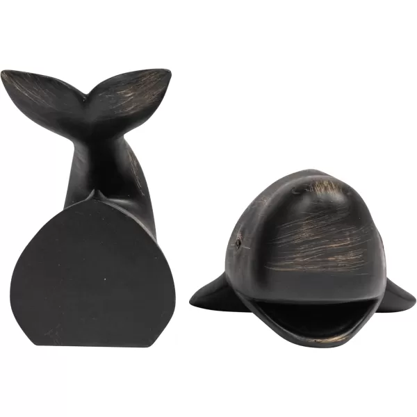 Creative CoOp Whale Shaped Resin Bookends Set of 2 PiecesDistressed Black