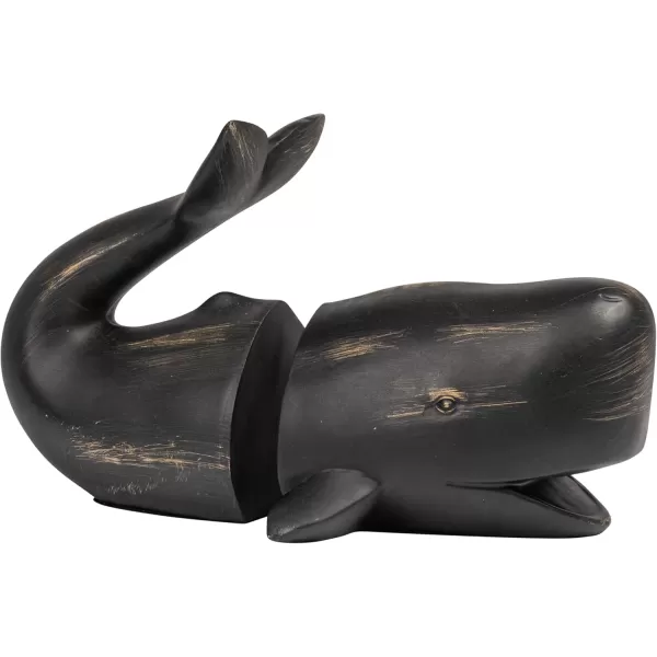 Creative CoOp Whale Shaped Resin Bookends Set of 2 PiecesDistressed Black