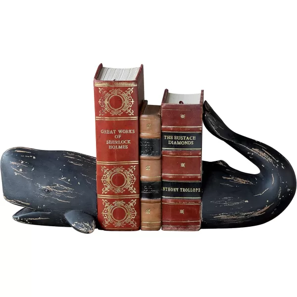 Creative CoOp Whale Shaped Resin Bookends Set of 2 PiecesDistressed Black