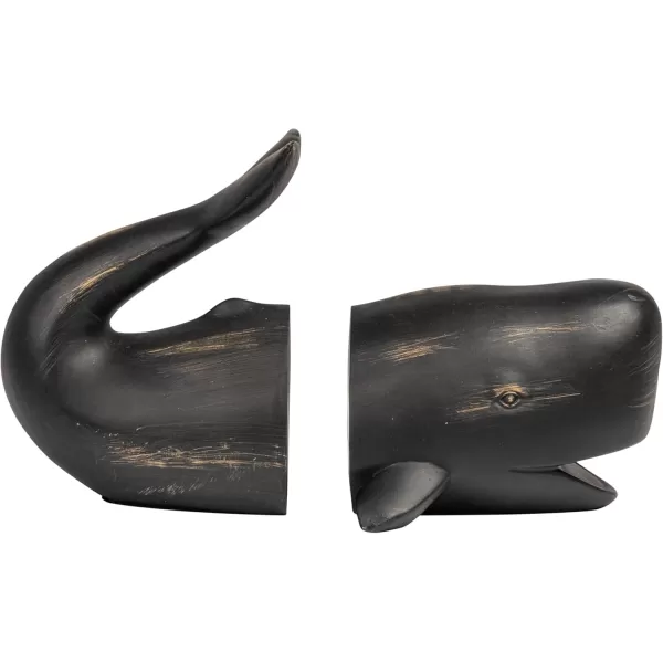 Creative CoOp Whale Shaped Resin Bookends Set of 2 PiecesDistressed Black
