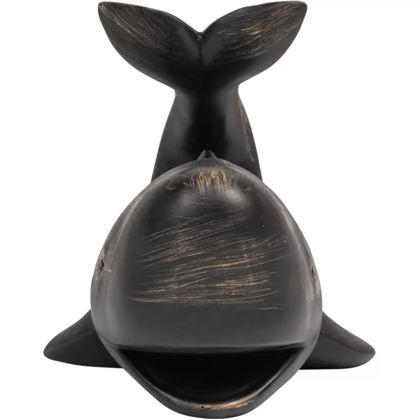 Creative CoOp Whale Shaped Resin Bookends Set of 2 PiecesDistressed Black
