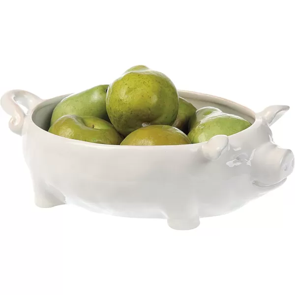 Creative CoOp White Ceramic Pig Shaped BowlLarge