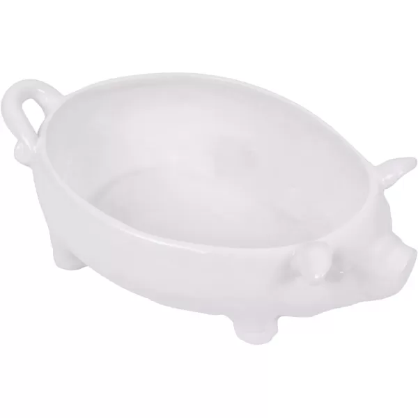 Creative CoOp White Ceramic Pig Shaped BowlLarge