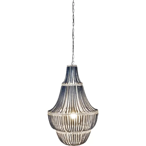 Creative CoOp White Washed Metal Chandelier with Wood BeadsBlue