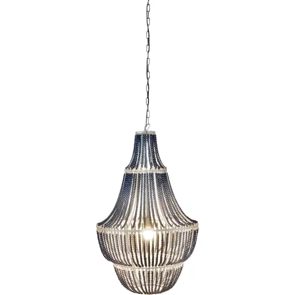 Creative CoOp White Washed Metal Chandelier with Wood BeadsBlue
