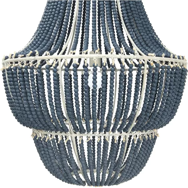 Creative CoOp White Washed Metal Chandelier with Wood BeadsBlue