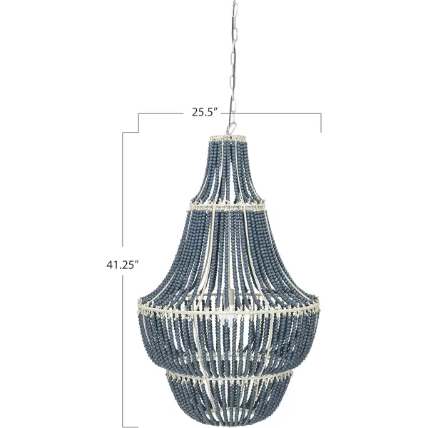 Creative CoOp White Washed Metal Chandelier with Wood BeadsBlue