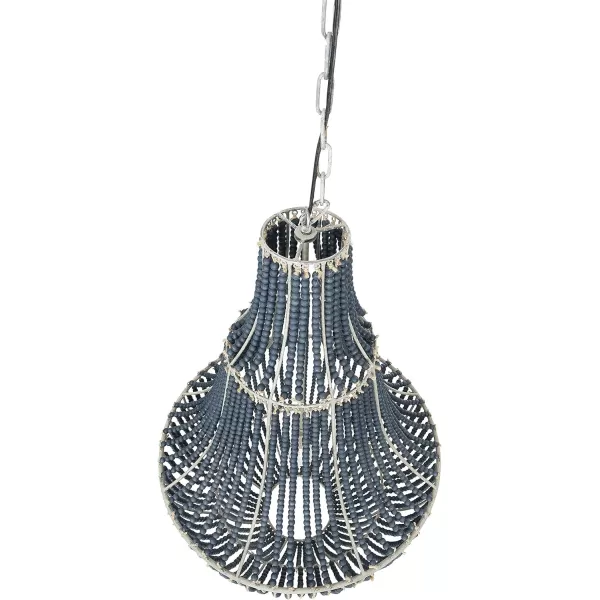 Creative CoOp White Washed Metal Chandelier with Wood BeadsBlue