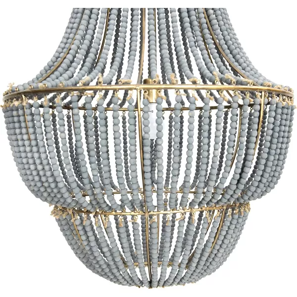 Creative CoOp White Washed Metal Chandelier with Wood BeadsLight Blue