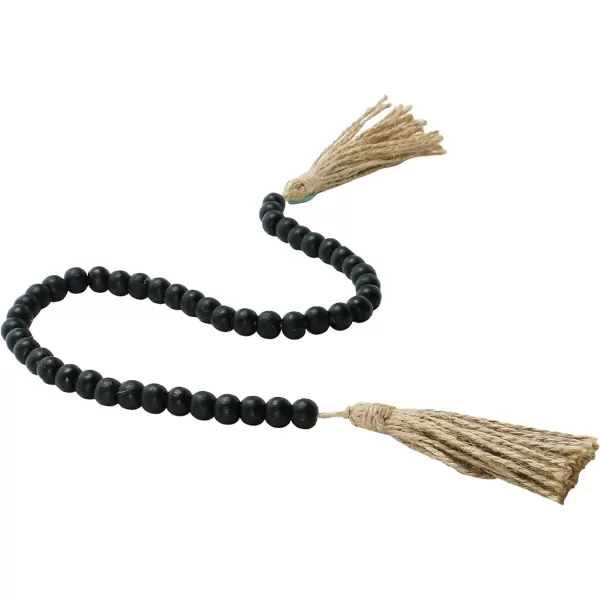 Creative CoOp Wood Bead Jute Tassels Black Garland