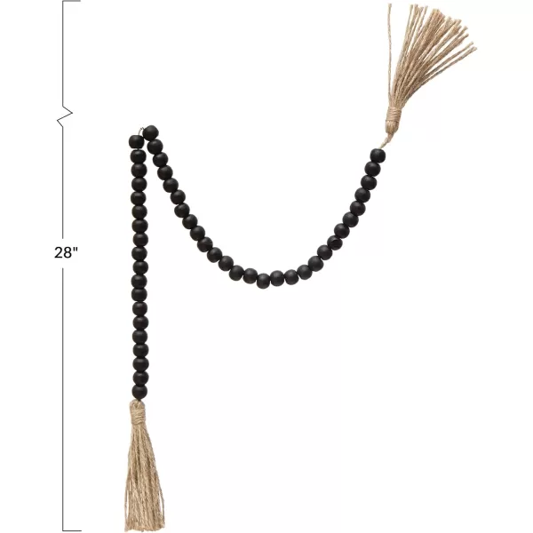 Creative CoOp Wood Bead Jute Tassels Black Garland