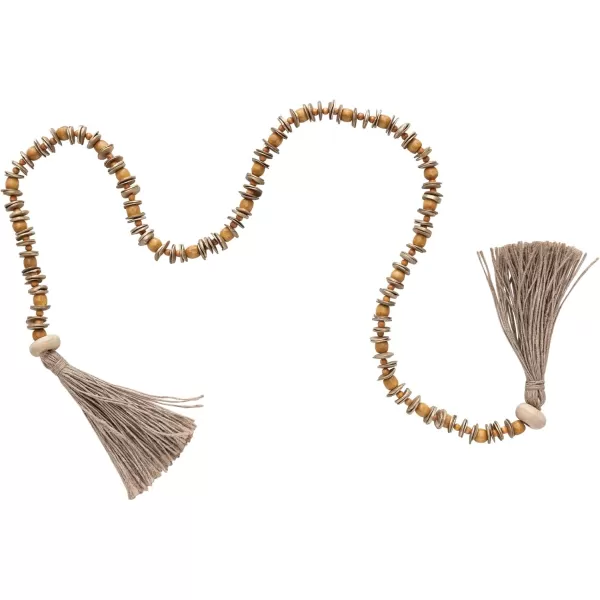 Creative CoOp Wood Jute Tassels Natural Bead Garland