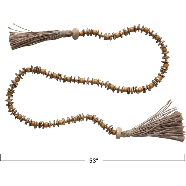 Creative CoOp Wood Jute Tassels Natural Bead Garland