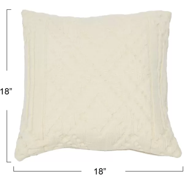 Creative CoOp Woven Cotton Jacquard Pillow 18quot L x 18quot W x 2quot H CreamCream
