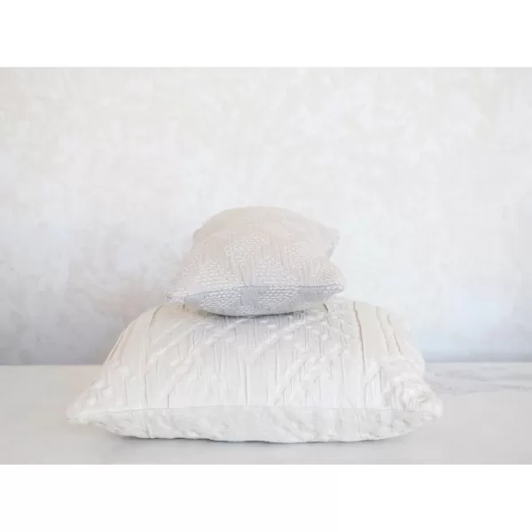 Creative CoOp Woven Cotton Jacquard Pillow 18quot L x 18quot W x 2quot H CreamCream