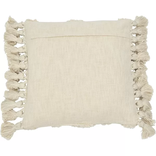 Creative CoOp Woven Cotton Slub Tufted Design and Tassels 2 Styles Pillows 20quot L x 20quot W x 2quot H Cream