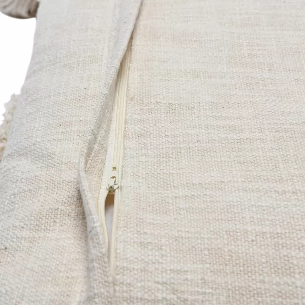 Creative CoOp Woven Cotton Slub Tufted Design and Tassels 2 Styles Pillows 20quot L x 20quot W x 2quot H Cream