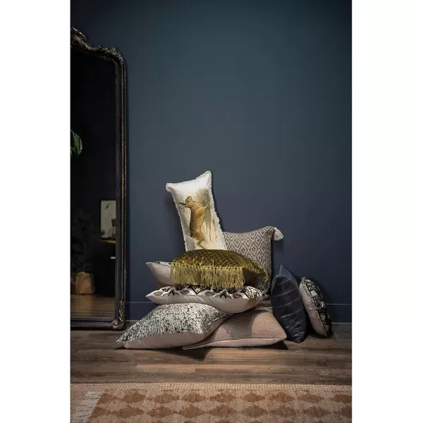 Creative CoOp Woven Wool Shag Lumbar Love Black ampamp Cream Color Pillow