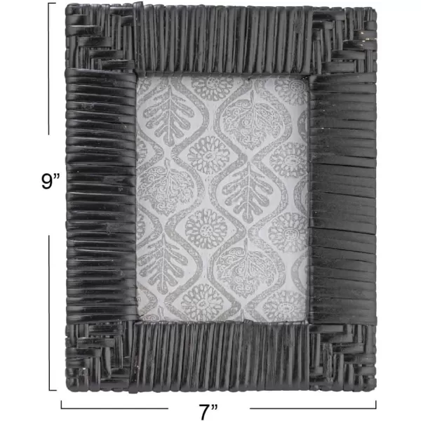 Creative Coop Handwoven Rattan Photo Frame Black Holds 5quot x 7quot PhotoBlack