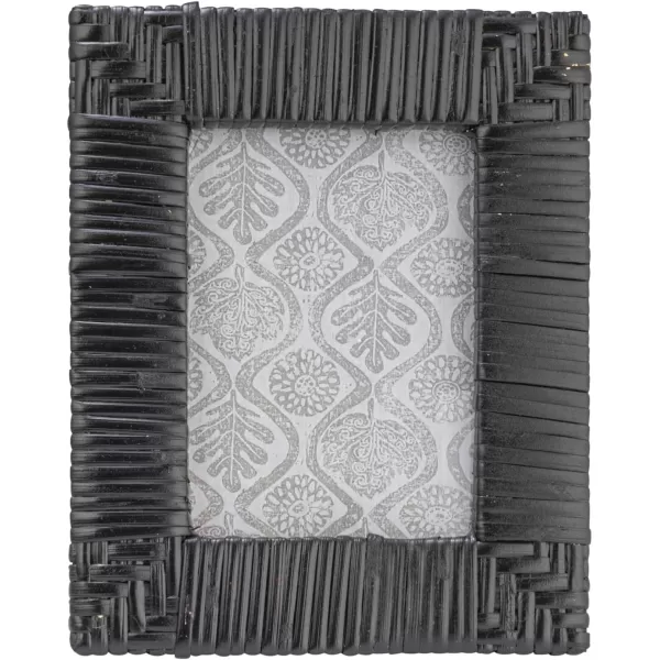 Creative Coop Handwoven Rattan Photo Frame Black Holds 5quot x 7quot PhotoBlack