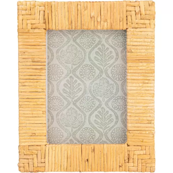 Creative Coop Handwoven Rattan Photo Frame Black Holds 5quot x 7quot PhotoNatural
