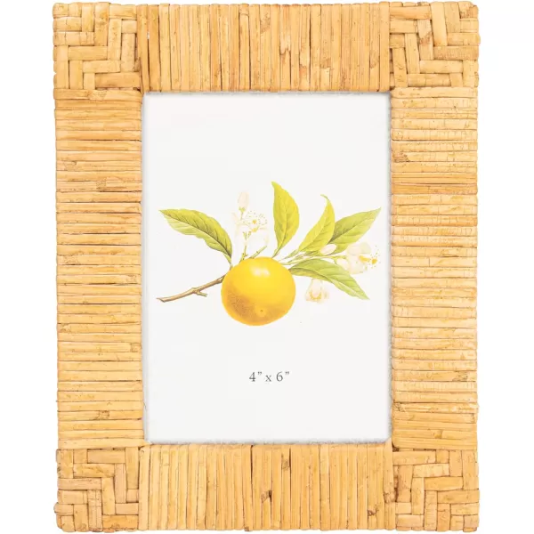 Creative Coop Handwoven Rattan Photo Frame Black Holds 5quot x 7quot PhotoNatural